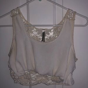 Woman’s Creme Open Back Crop Top - Size Small